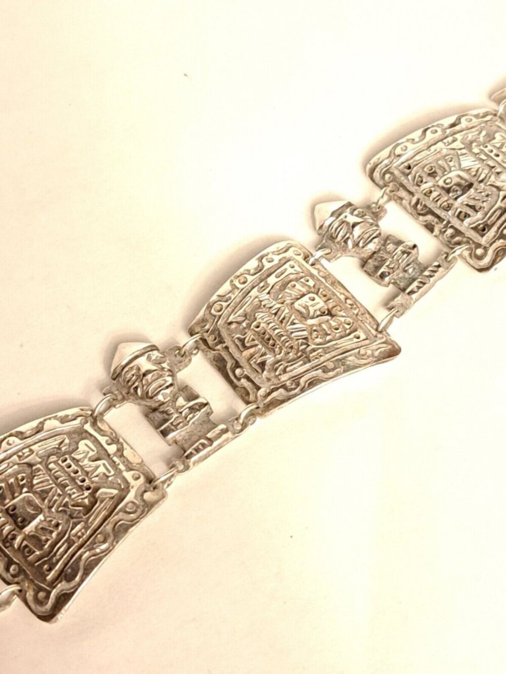 Antique Industria Peruana Aztec Maya Bracelet 900 Silver